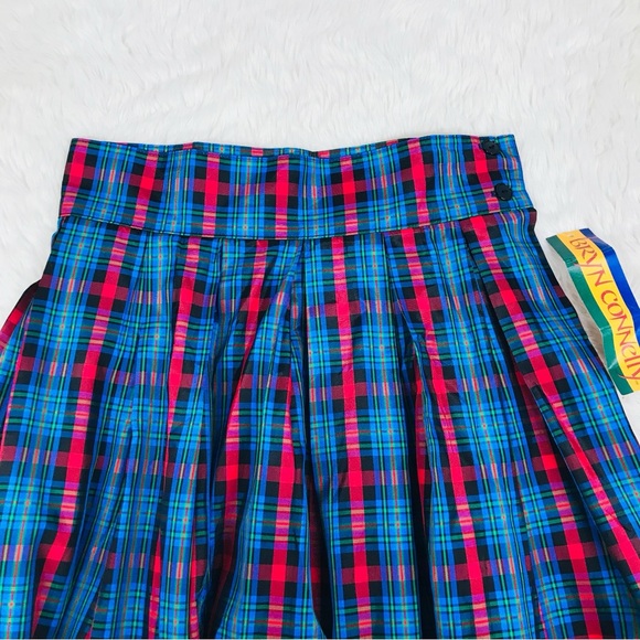 VINTAGE 90s Blue Red Plaid Midi Skirt Deadstock‎ Holiday Christmas Size 8 New - Picture 5 of 15